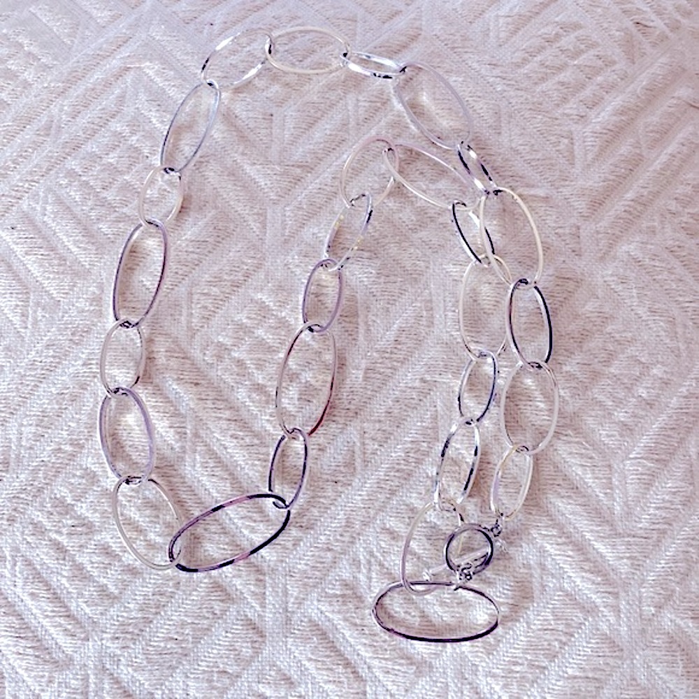 Silver Chain Link Toggle Closure Necklace - image 1